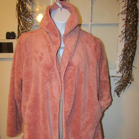 Blush pink teddy fleece cardigan Small only - Picture 3 of 6